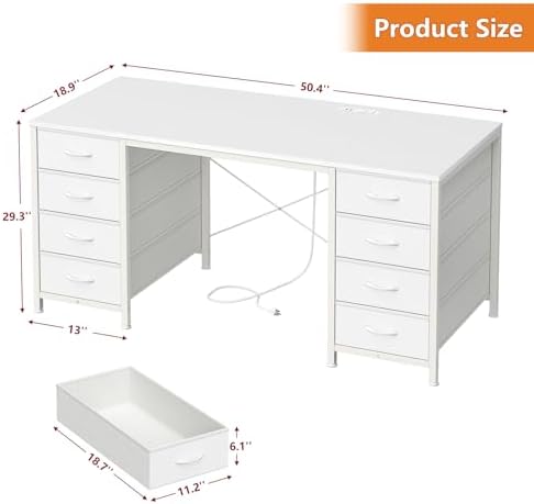 50 Inch Computer Desk with 8 Drawers for Home Office, Bedroom, Living Room - Image 2