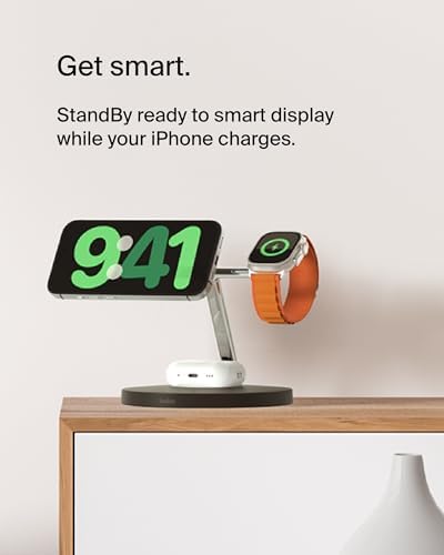 Belkin MagSafe 3 in 1 Wireless Charging Stand, 2nd Gen, 33% Faster - Image 2