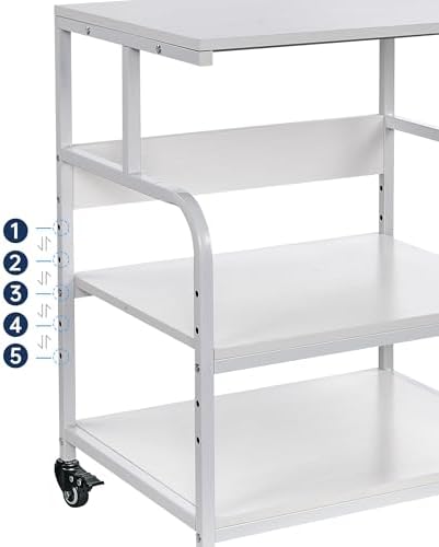 Fannova White Printer Stand Table, 23.6"x18.9"x30" Large Size with Storage - Image 4