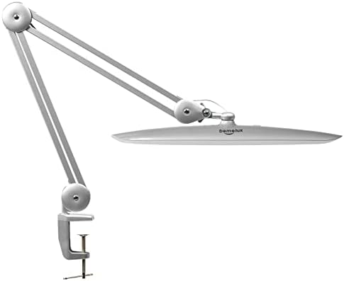 LED Desk Lamp with Clamp, Dimming Task Lamp for Reading Desktop Office Workbench Table Architect Sewing Study Home Craft, 117PCS LEDs, 2200 Lumens 20 Inch Metal Swivel Arm Work Lamp (Silver) by bemelux
