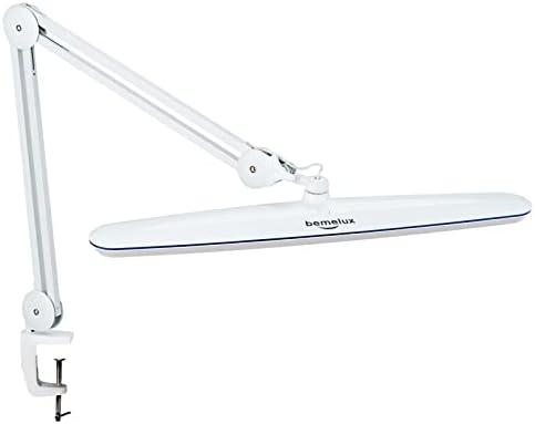 Task Lamp with Clamp, Bright 117PCS LEDs, Metal Swing Arm 24W 2200 Lumen Dimmable Led Desk Lamp for Architect Home Office Study Reading Dorm Workbench Craft, 23 Inch Working Lamp(White) by bemelux