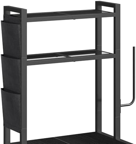 MAHANCRIS Bakers Rack with Mini Fridge Shelf, 3-Tier Microwave Stand, Coffee Bar Station with Paper Holder, Freestanding Kitchen Storage Rack, for Kitchen, Black BRBK5401 - Image 7