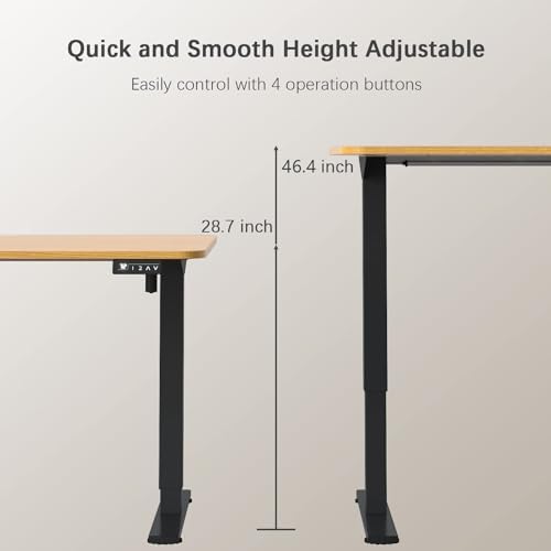 Furmax Electric Height Adjustable Standing Desk Large 40 x 24 Inches Sit Stand up Desk Home Office Computer Desk Memory Preset with T-Shaped Metal Bracket, Maple - Image 3