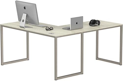 SHW Mission 55 x 60 L-Shape Home Office Computer Desk, Maple by SHW