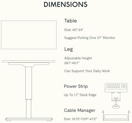 FLEXISPOT EN1 Essential Adjustable Height Desk Electric 40 inch X 24 inch Whole-Piece Desktop Small Standing Desk Ergonomic Memory Controller (White Frame + 40 inch Mahogany Desktop) - Image 6