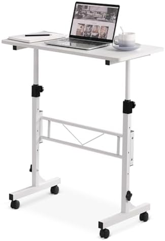 Small Standing Desk Adjustable Height,Mobile Stand Up Desk with Wheels by Amztabler