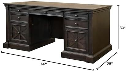 Martin Furniture 66" W Wood Double Pedestal Executive Desk Dark Brown - Image 3