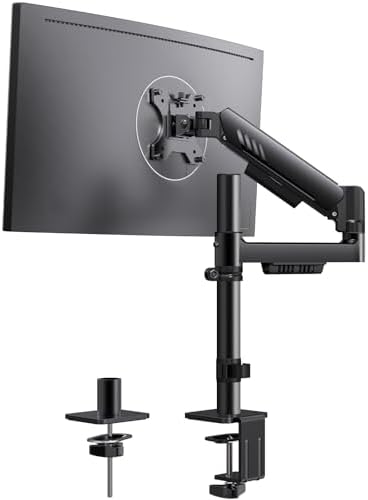 ErGear Single Monitor Arm, Adjustable Desk Gaming Monitor Mount for 13-34″ Screens, Up to 19.8 lbs, Enhanced Stability with Integrated C-Clamp, Upgraded Cable Management, VESA 75x75/100x100mm, Black by ErGear