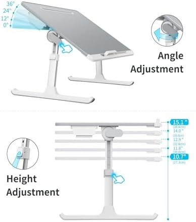 Laptop Lap Desk for Bed, SAIJI X-Large Adjustable Laptop Table - Image 4