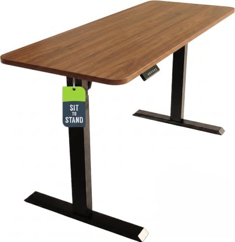TechOrbits Electric Standing Desk Frame 60 x 24 Inch Tabletop - Motorized Workstation Two Leg Stand Up Desk with Memory Settings and Telescopic Sit Stand Height Adjustment (Black Frame/Wood BrownTop) by TechOrbits