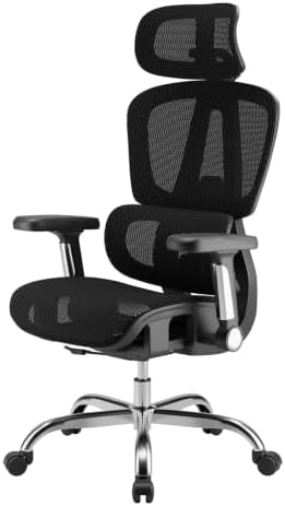 Mesh Office Chair, Ergonomic Office Chair, Home Office Desk Chairs with Headrest, 90-135° Tilt Lock and Breathable Backrest & Lumbar Support, 5D Armrest, Computer Chairs (Large Chair) - Image 4