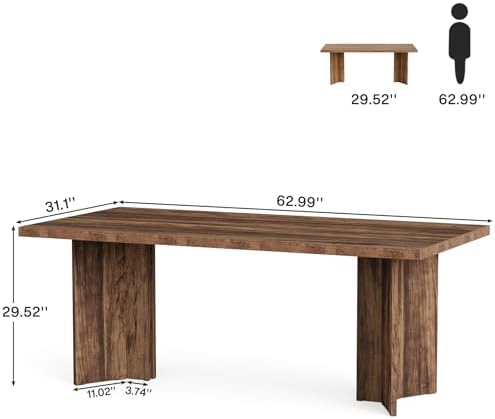 Tribesigns 63-inch Executive Desk, Vintage Office Computer Desk with Large Tabletop, Farmhouse Wood Writing Conference Table Workstation for Home Office, Study, Dark Brown - Image 2