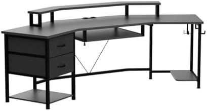 SEDETA 79" Gaming Desk with Fabric Drawers Storage, LED Light & Power Strip - Image 4