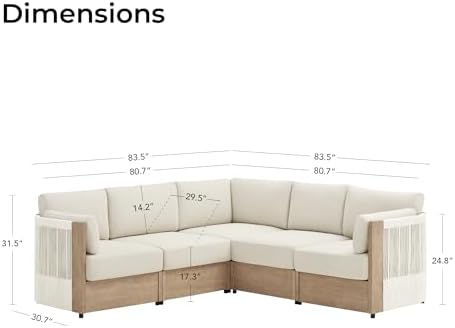 CHITA Modular Acacia Outdoor Furniture Set 5 Piece, Patio Conversation Set - Image 3