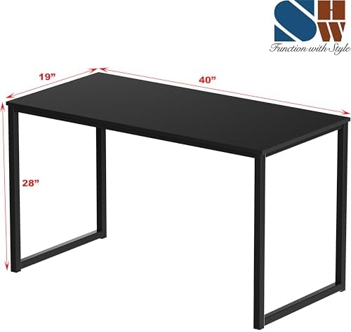 SHW Mission 40-Inch Home Office Computer Desk, Black - Image 3