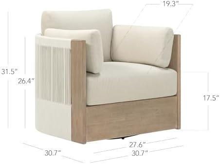 CHITA Acacia Outdoor Patio Swivel Accent Chair, Fully Assembled - Image 5