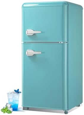 Retro Mini Fridge with Freezer 4.0 Cu. Ft, Small Refrigerator Dual Door by BINMIT