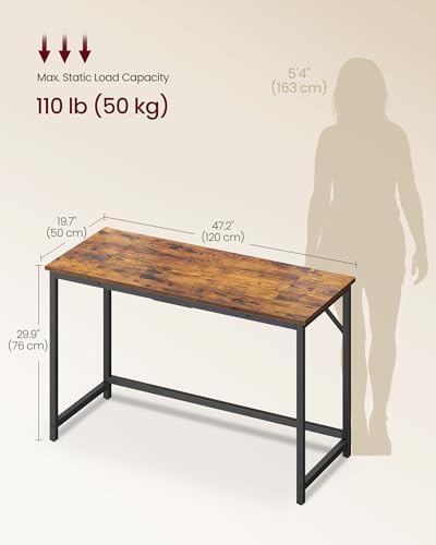 VASAGLE Computer Desk, Steel Frame Gaming Desk for Home Office, 47.2 Inch - Image 3