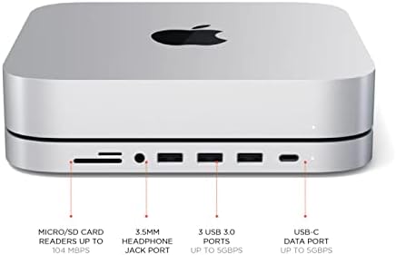 Satechi Aluminum Stand & Hub for Mac mini, USB 3.0 & Headphone Jack, Silver - Image 2