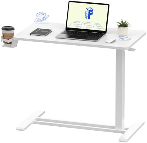 FLEXISPOT H7 32" Pneumatic Height-Adjustable Overbed Table with Wheels by Unknown
