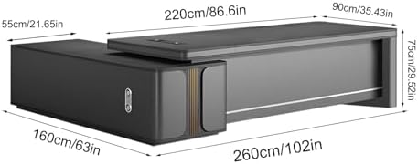 Executive Office Desk with Storage Cabinet,Modern l Shaped Executive Desk,50MM Thick Desktop for CEO Office, Reception & Commercial Workspace - Image 2