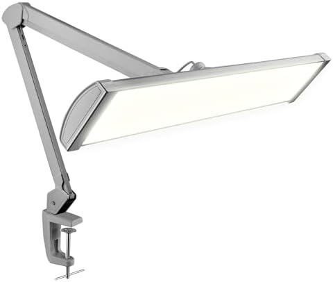 Neatfi 3,500 Lumens LED Desk Lamp – 45W Dimmable Task Light | Adjustable Color Temperature | 3 Light Modes | 540 SMD LEDs | Reading, Craft, Workbench & Office (Silver-2, 26-Inch Wide Shade) by Neatfi
