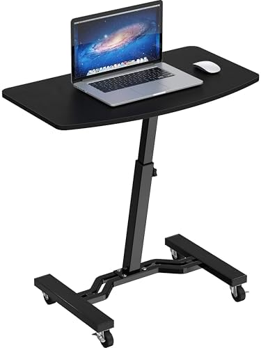 SHW Mobile Height Adjustable Laptop Rolling Cart w/Lockable Wheels, Black by SHW