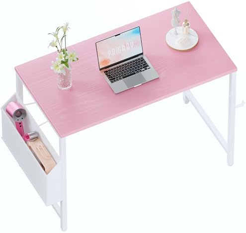Pamray 32 Inch Computer Desk for Small Spaces with Storage Bag, Home Office Work Desk with Headphone Hook, Small Office Desk Study Writing Table by PAMRAY
