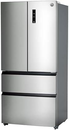 Commercial Cool 18.9 Cu. Ft. French Door Refrigerator, 33 Inch Wide Refrigerator with 2 Bottom Mount Freezer Drawers, Frost Free, LED Lighting, Digital Temperature Control, CCRF1890KS, Stainless Look by CommercialCool