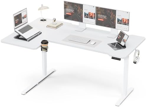 Acrolix L Shaped Electric Standing Desk,71x43.5 Reversible,White by Acrolix