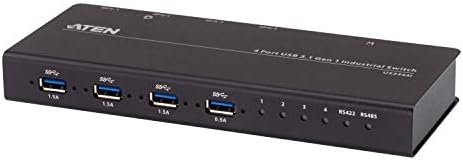 ATEN US3344I 4 x 4 USB 3.2 Gen 1 Industrial Hub Switch, Includes Mounting Kit, Remote Port Selector and Terminal Block Adapter Set - Image 2