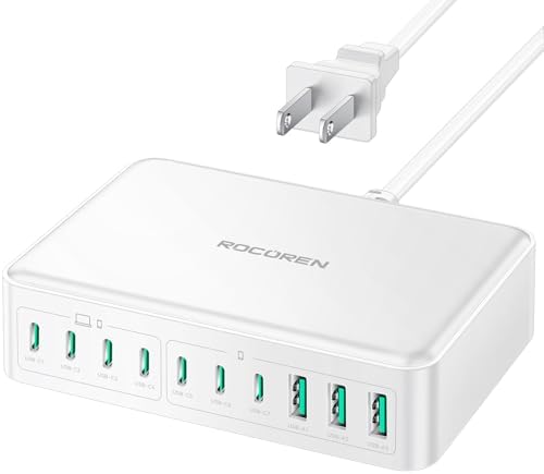 Rocoren 480W GaN 10‑Port Charging Station,PD 100W Fast Charger Block Hub by Rocoren