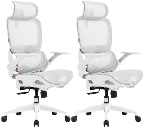 SIHOO B100 Office Chair, Comfy Ergonomic Office Chair, High Back Computer Chair with Adaptive Lumbar Support & wide Headrest, Flip-up Armrests, Swivel Desk Chair for Long Hours, WITHOUT Footrest, Grey by SIHOO