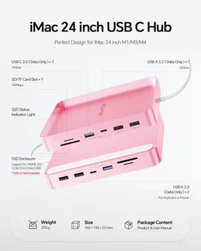 USB C HUB for iMac 24 inch 2024 M4 with M.2 4TB SSD NVMe Enclosure - Image 2
