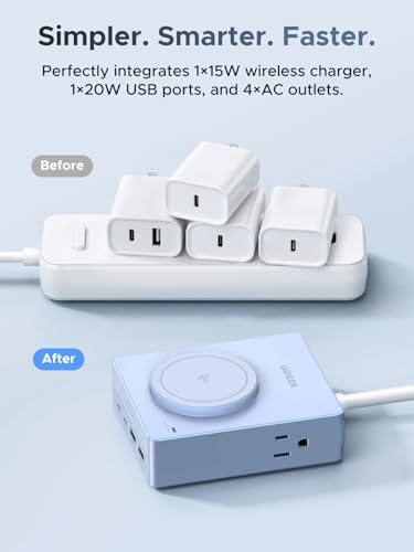 UGREEN 15W 8-Port Wireless Charger Power Strip with 5FT Extension Cord - Image 5