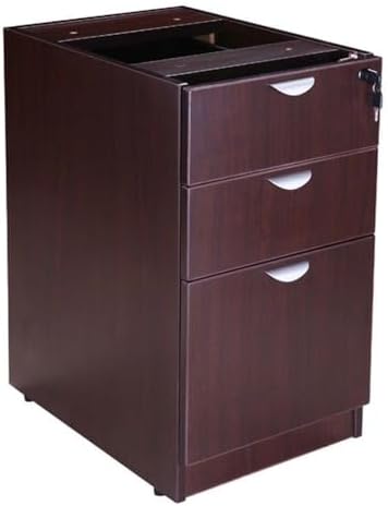 Boss Office Products Belarus Executive U-Shape Curved Bow Desk with Hutch and File Storage Pedestal, 71", Mocha - Image 6