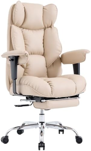 Efomao Executive Office Chair 400lbs,Beige Big and Tall Desk Chair by OFFICECHAIR