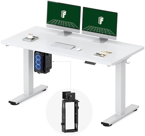 FLEXISPOT EN2 55"x28" Electric Standing Desk with PC Stand Bundle, White by Unknown