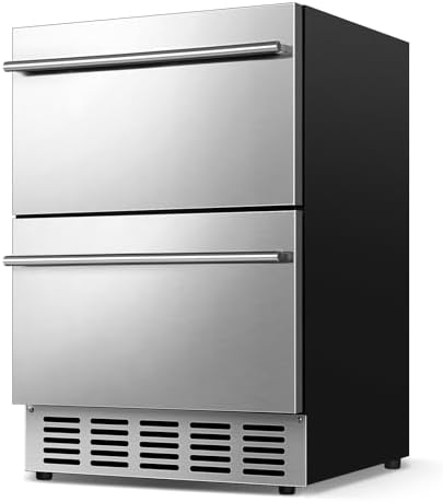 24" Undercounter Beverage Cooler, Outdoor Stainless Steel Drawer Fridge by FoMup