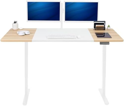 VIVO White/Light Wood 71 x 30 in Standing Desk, DESK-KIT-E2W7WC by VIVO
