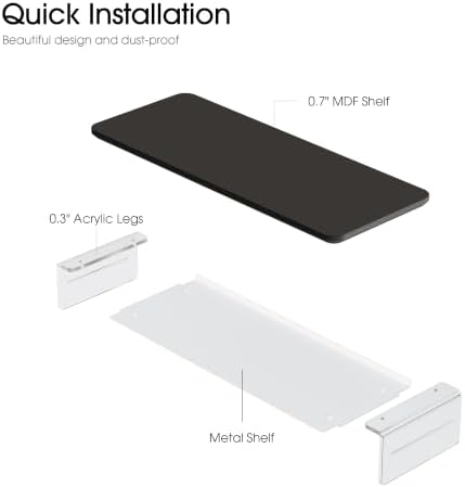 Fenge 23.6" Monitor Stand with Clear Acrylic Legs, Black - Image 5