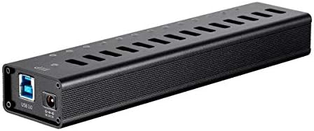 Monoprice Powered USB 3.0 Hub - 13-Port, Heavy Duty Aluminum, 5Gbps, Plug-n-Play with AC Adapter, 2.4 Amps Charging Ports, Black - Image 3