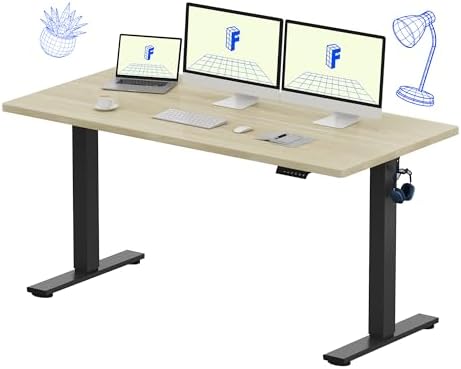 FLEXISPOT EN1 One-Piece Standing Desk, Electric Adjustable with 4 Memory Presets, 176 LBS Capacity, Stable & Quiet, Seamless Desktop for Home Office & Dual Monitors, 60"x24" White Wood Grain by Unknown