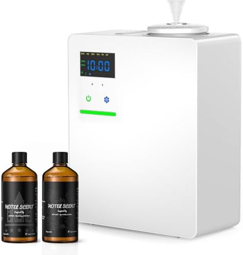 Waterless Essential Oil Diffuser with 2 x 100ML Oils, 5000 Sq.Ft Whole House Scent Machine, 200ml Cold Air Fragrance Diffuser with Bluetooth App Control for Home Hotel Office, White by MagneticCharger