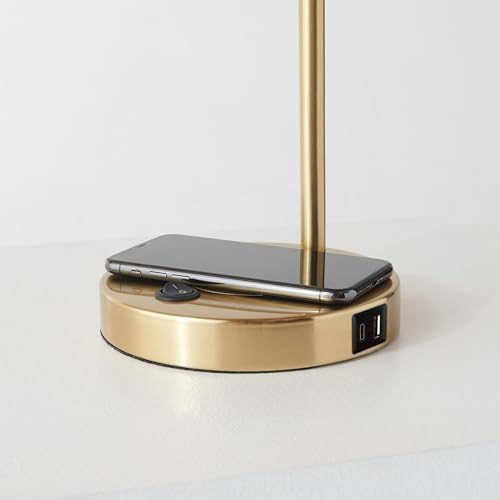 Brightech Elizabeth Table Lamp with Wireless Charging Pad and USB-C Port, Bedside Reading Lamp, Vintage Brass Gold Desk Lamp, Nightstand Lamp with LED Bulb for Bedroom, Living Room, Office - Image 5