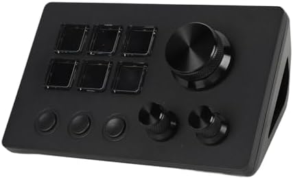 Stream Deck, Visual Keyboard for Live Streaming, 6 Macro LCD Key Keyboard with Knobs, Customizable Keys for Photo and Video Editing (Black) by Unknown