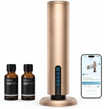 Breeze Waterless Diffuser, Cordless & Rechargeable 2 Fragrance Oil, Gold by Aromify