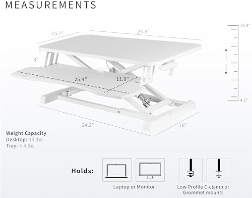 VIVO White 26 in Standing Desk Converter, DESK-V026KW - Image 3