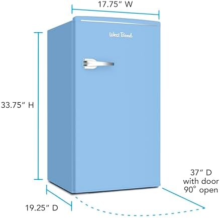 West Bend Mini Fridge for Bedroom, Office, Bar or College Dorm Room, Retro Compact Refrigerator features single door, glass shelves and adjustable temperature control, 3.0-Cu.Ft., Robin's Egg Blue - Image 7