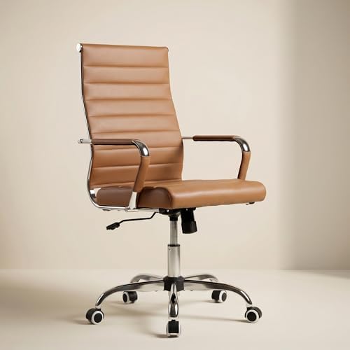 Okeysen Ergonomic Office Desk Chair, Ribbed Leather Modern Conference Room Chairs, Executive Adjustable Swivel Rolling Chair for Home & Office. by Okeysen